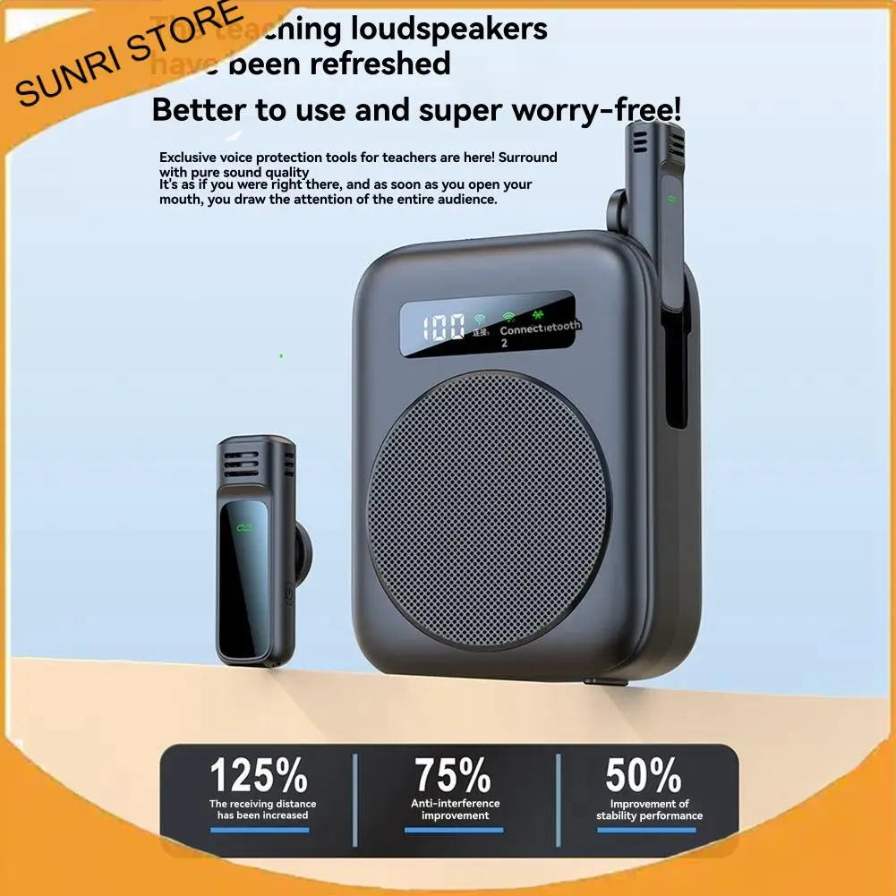 

SUNRI-Bluetooth Voice Amplifier With Magnetic Wireless Lavalier Lapel Microphone, For Classroom/Yoga/Conference