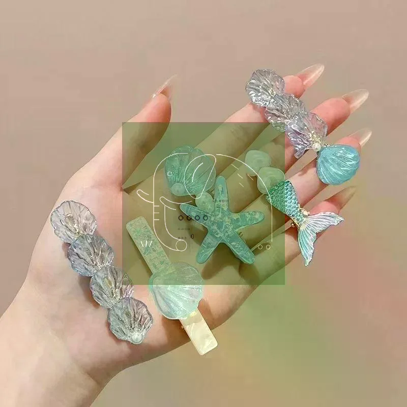 Shell Starfish Hair Clips 5Pcs/set Ocean Mermaid Hairpins Girls Summer Beach Hair Accessories Fashion New Popular Hot