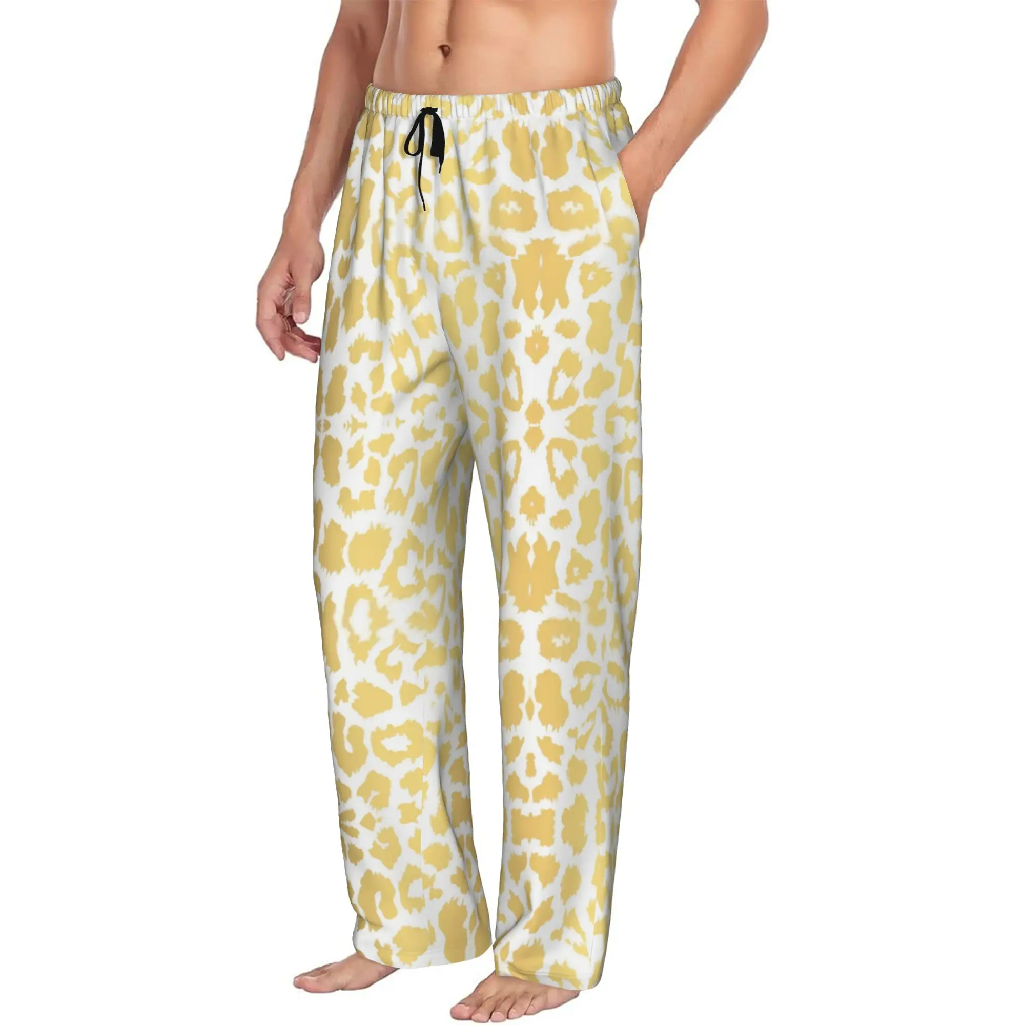 Custom Print Leopard Print Colorful Pajama Pants for Men  Sleep Sleepwear Bottoms with Pockets
