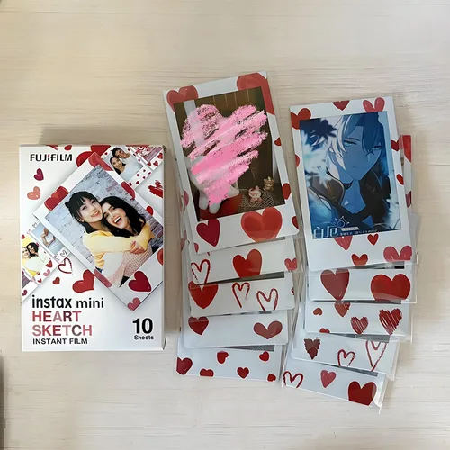 Papel fotográfico de corazón de 3 pulgadas Fujifilm Instax Mini papel fotográfico de boceto de corazón Mini 12/8/9/SE/40/25/90/11/EVO Mini película Instax Universal