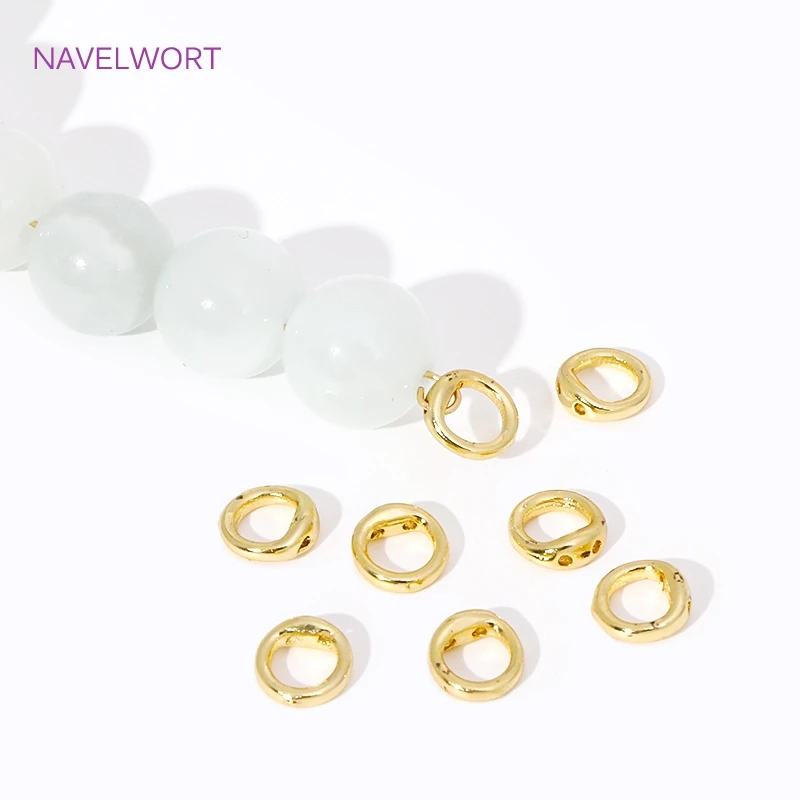 18K Gold Plated Brass Double Hole Connector Rings,End Bead Tip,For Jewelry Making Supplies DIY Pearl Bracelet Necklace Accessory