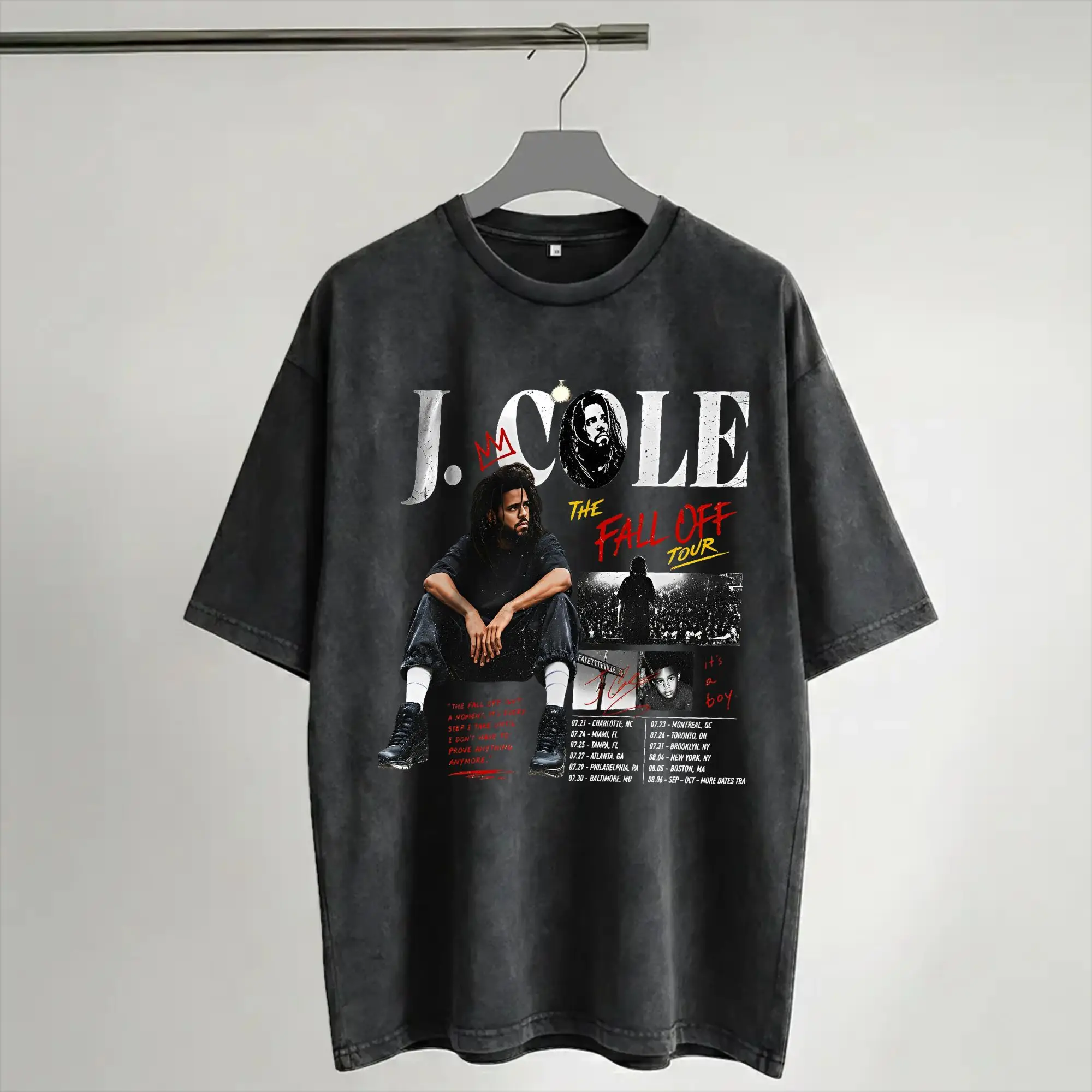 J. Cole Trendy 2026 Tour Apparel Washed T Shirt Men Women Streetwear Hip Hop T-Shirt Summer  Tees Tops Short Sleeve