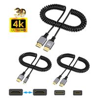 Nku 4K HDTV2.0 To Mini Micro HD Male to Male Coiled Extension Spring Flexible Cable for PC PS4 Camera Tablet Monitor