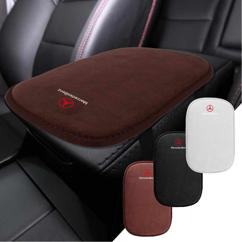 Car Center Console Arm Rest Box Fur Leather Pad Accessories For Mercedes Benz W204 W205 W211 W212 W124 W177 AMG A/B/C/E/S Class