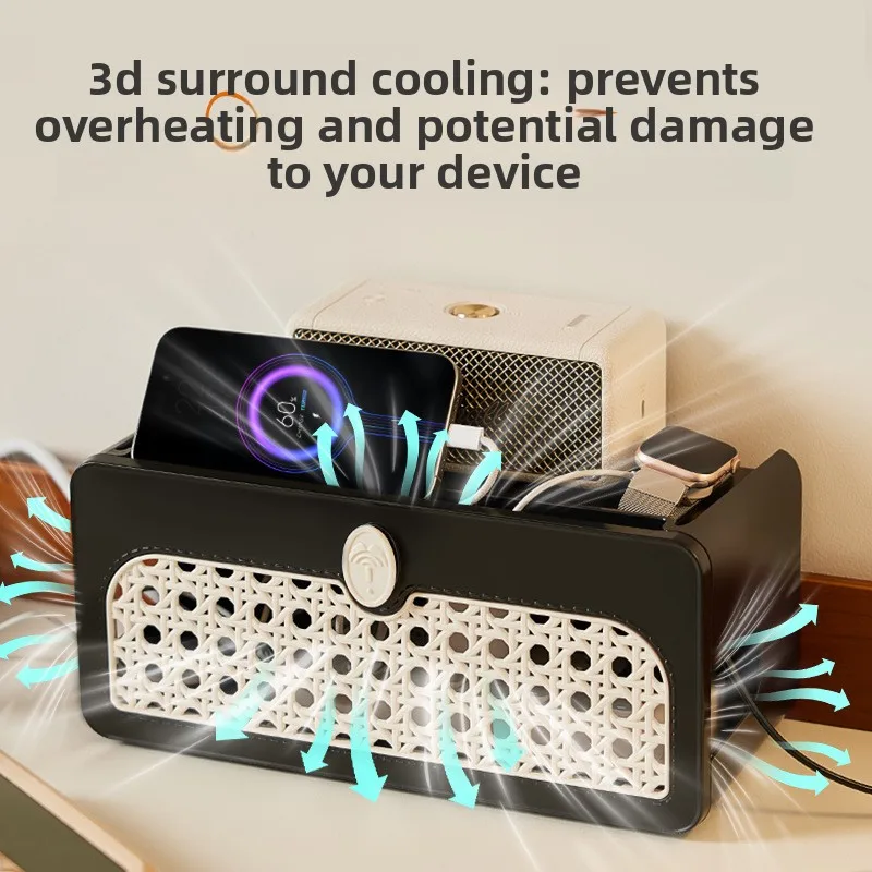 Mid Century Power Strip Storage Box Desktop Cable Management Box for Organizing Messy Household Power Wires