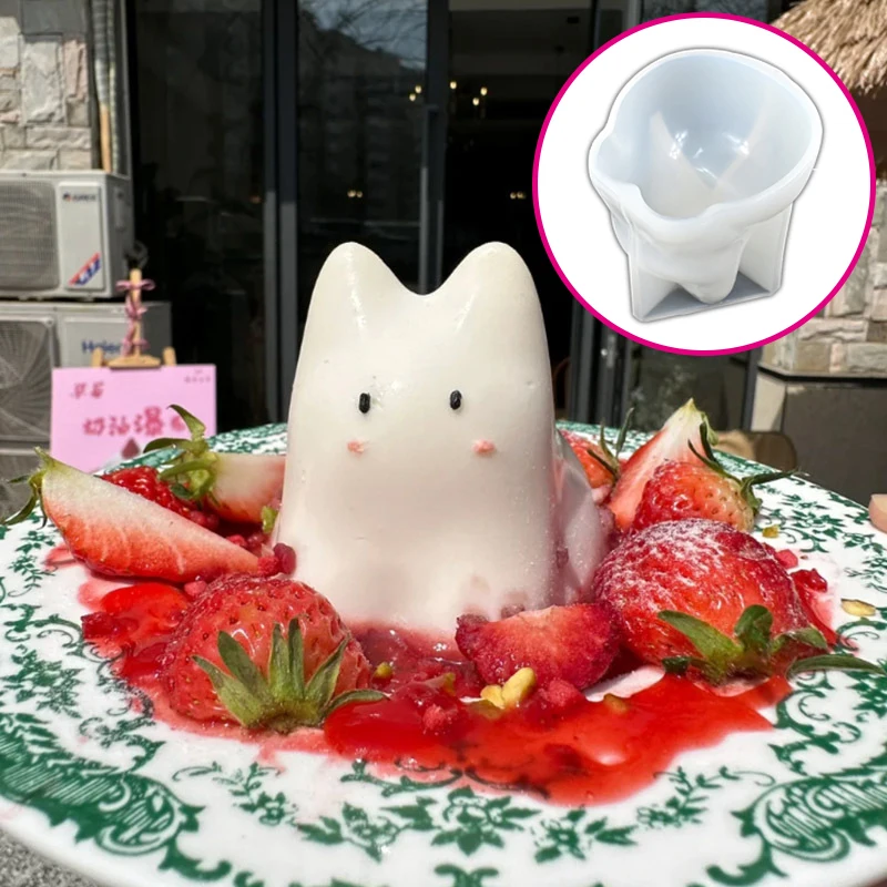 Lying Dragon Kitty Milk Pudding Silicone Mold Custard Mold Cute Cartoon Jelly Cake Cake Mold Cake Decoration Baking Bakery Tool