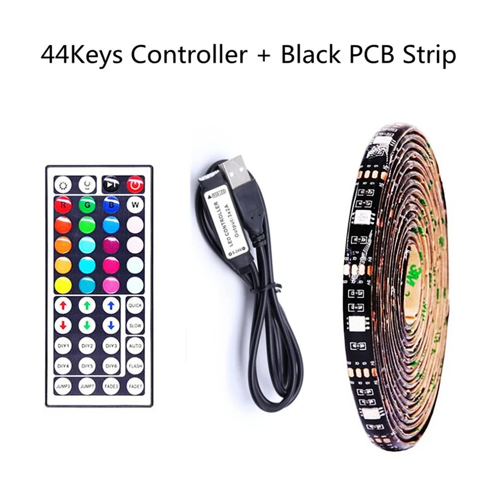 5V USB RGB LED Strip Light Bluetooth-compatible APP/ IR Remote Control SMD 5050 Lights LED Tape Backlight For TV Decor Black PCB