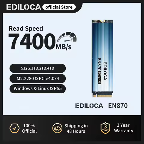 Ediloca EN870 M.2 2280 SSD 7400MB/s NVMe PCIe Gen4.0x4 Internal Solid State Drive PS5 Dynamic SLC Cache for Gaming PC Laptop