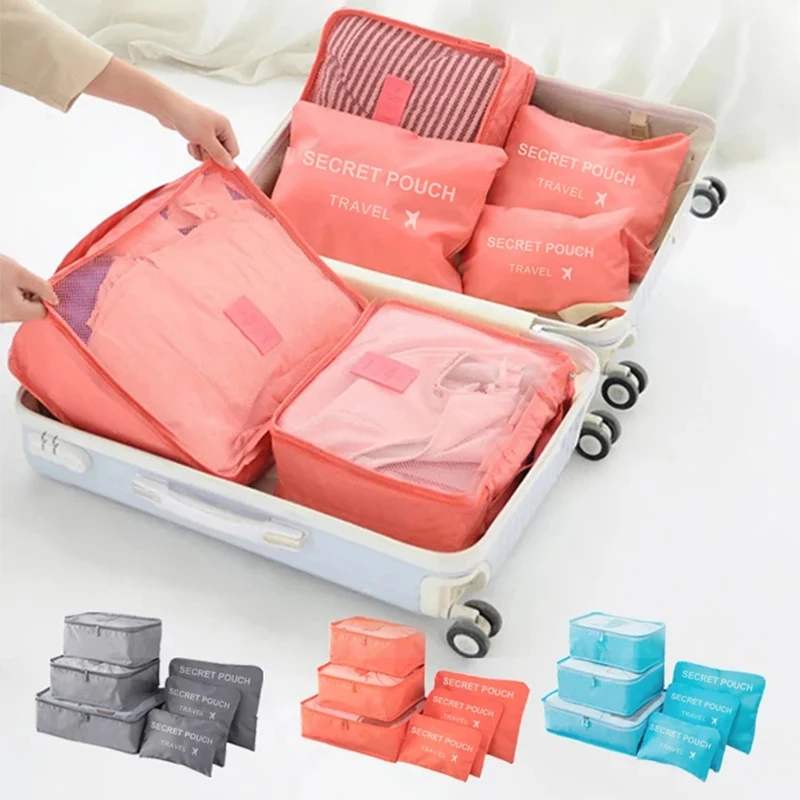 

6pcs Travel Storage Bag Large Capacity Luggage Clothes Sorting Organizer Set Suitcase Pouch Case Shoes Packing Cube Bag