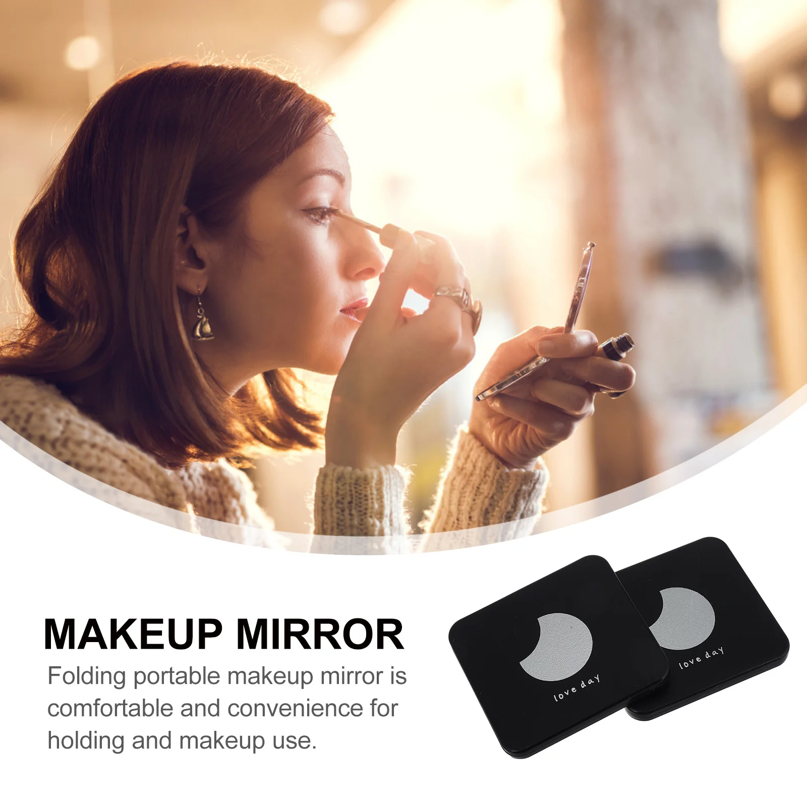 

2Pcs Folding Compact Makeup Mirror Dual-Sided Magnifying Small Portable Pocket Mirror for Travel Purse