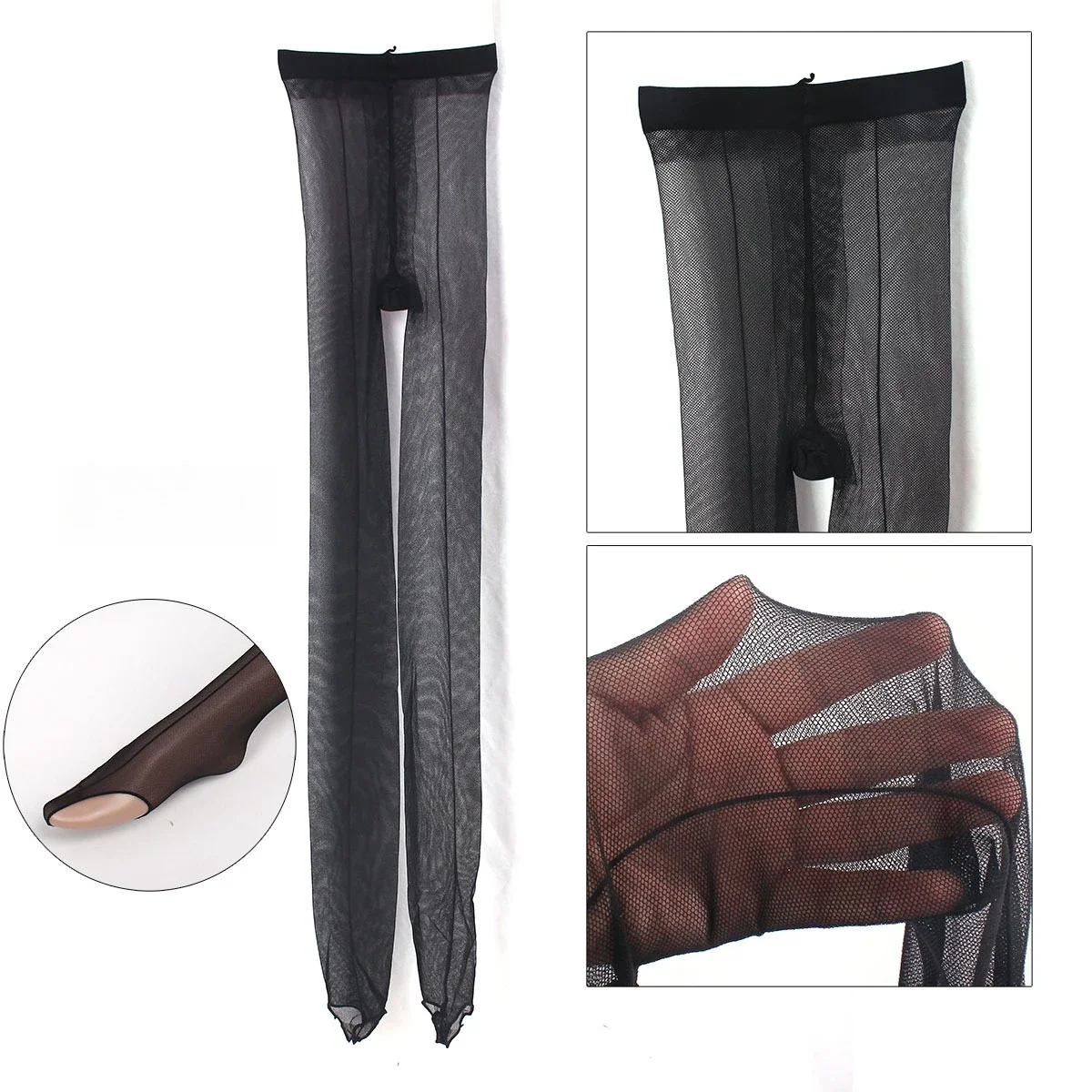 مثير شير الأسود جوارب شبكية مفتوحة المنشعب خط عمودي شريط جوارب طويلة Ins نمط الرغبة النقية رقيقة مثير الساقين النساء الناضجة