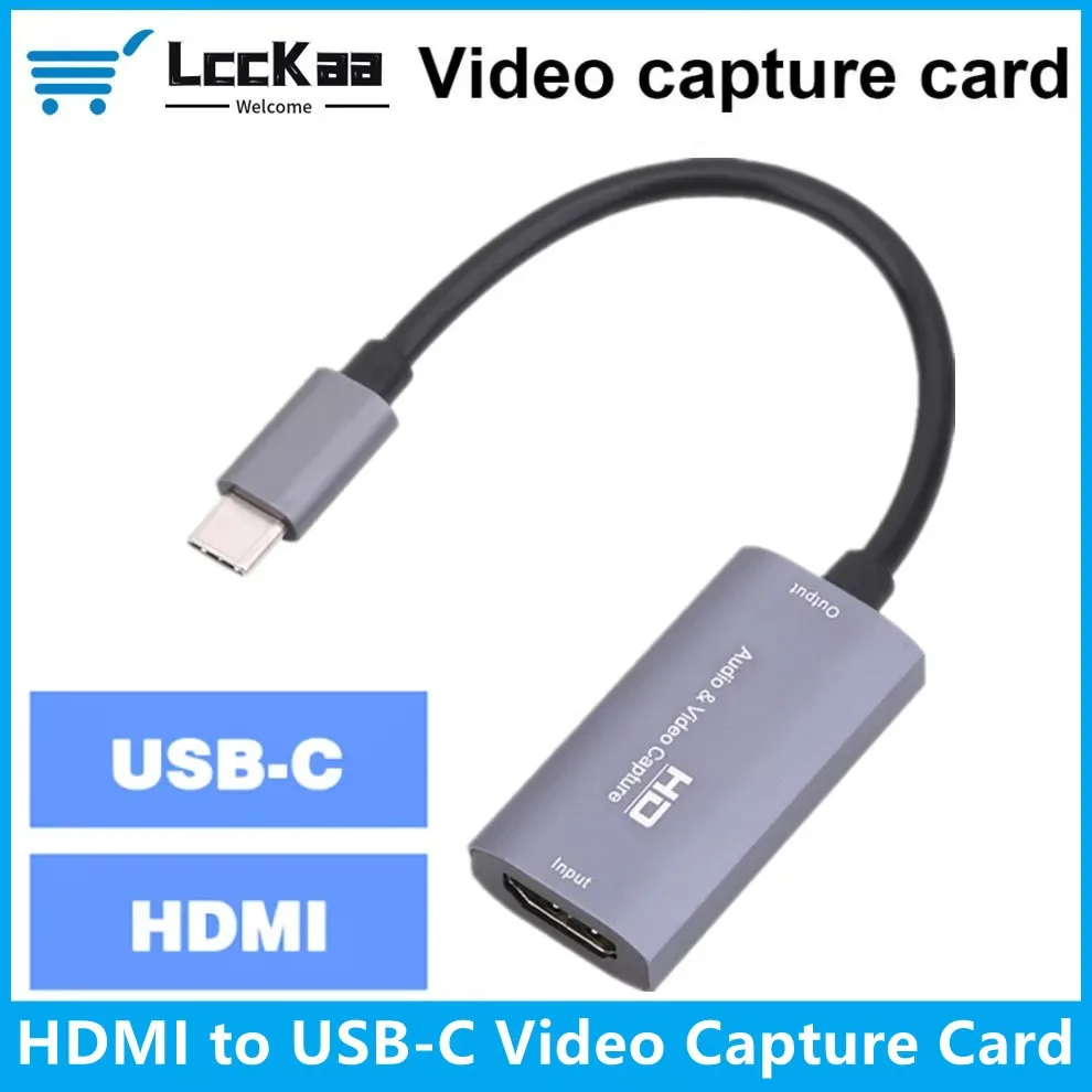 LccKaa 4K Type-C To HDMI-compatible Video Capture Card 1080P HD Game Record for PS4/5 Switch Live Streaming Broadcast Camera