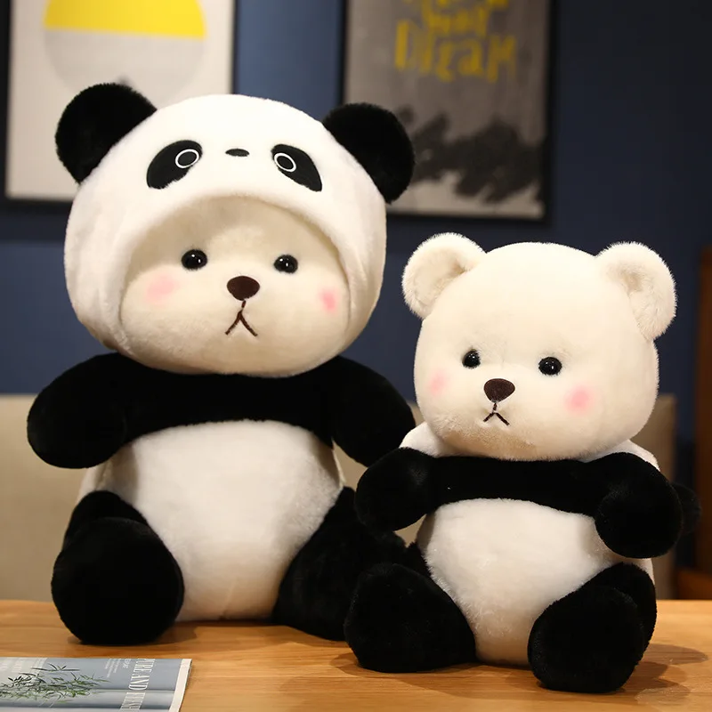 28 cm simpatico orsetto trasforma in panda giocattoli di peluche Kawaii morbido peluche animali del fumetto bambole compleanno regalo di Natale per i bambini