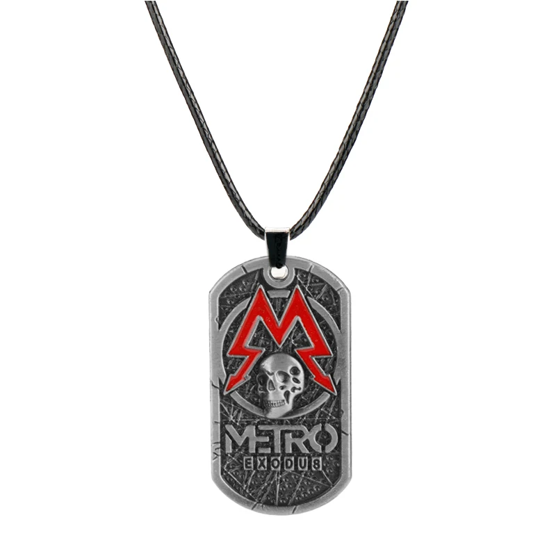 Game Metro Exodus 2033 Necklace Retro Dog Tag Skull Pendants Necklace Choker Women Men Charm Jewelry Gifts