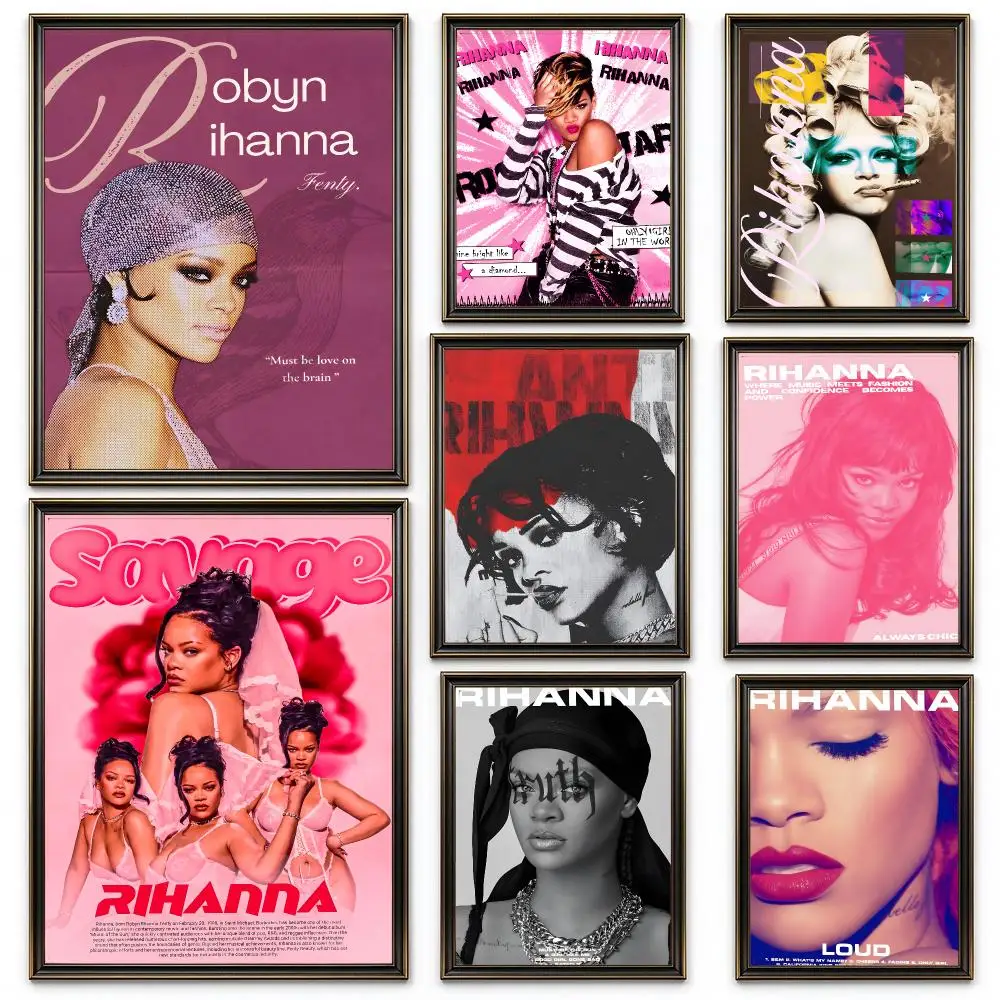 Rihanna Singer R&B Poster HD Home Sticky Wall Waterproof Home Living Room Bar Aesthetic Decor