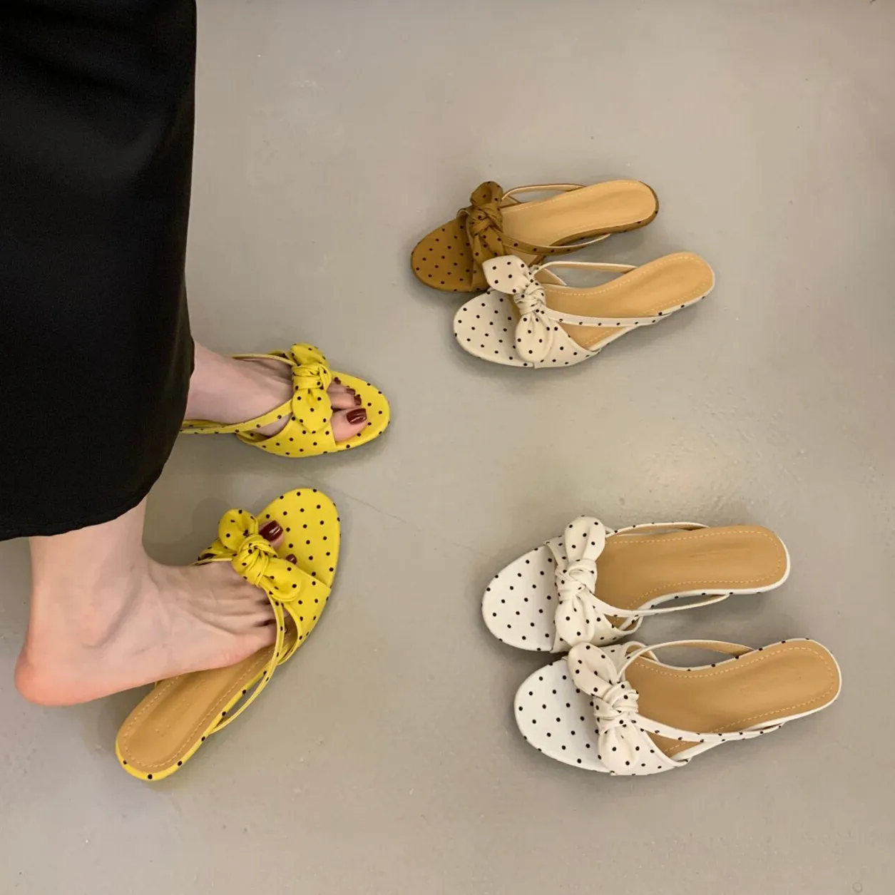 

Bailamos 2026 Летние Новые Женские Туфли-Слипоны с Бантом, Модные Низкие Шлепанцы на Низком Каблуке, Элегантные Туфли для Дам