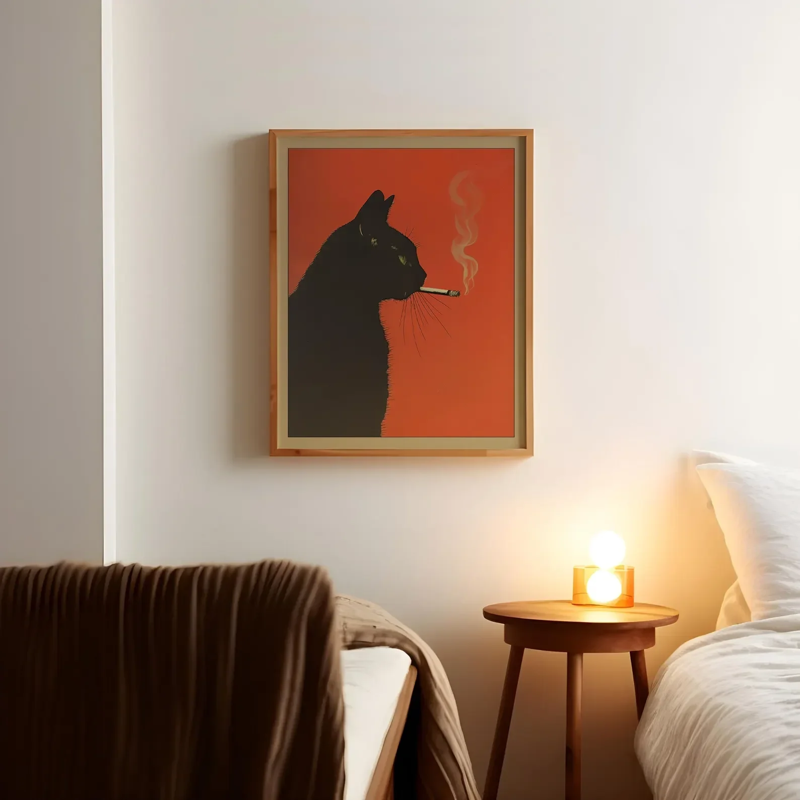 Chat noir fumant une Cigarette affiche Vintage Art rétro impression fantaisiste drôle Animal décoration murale affiche pour chariot de Bar cuisine peculiar