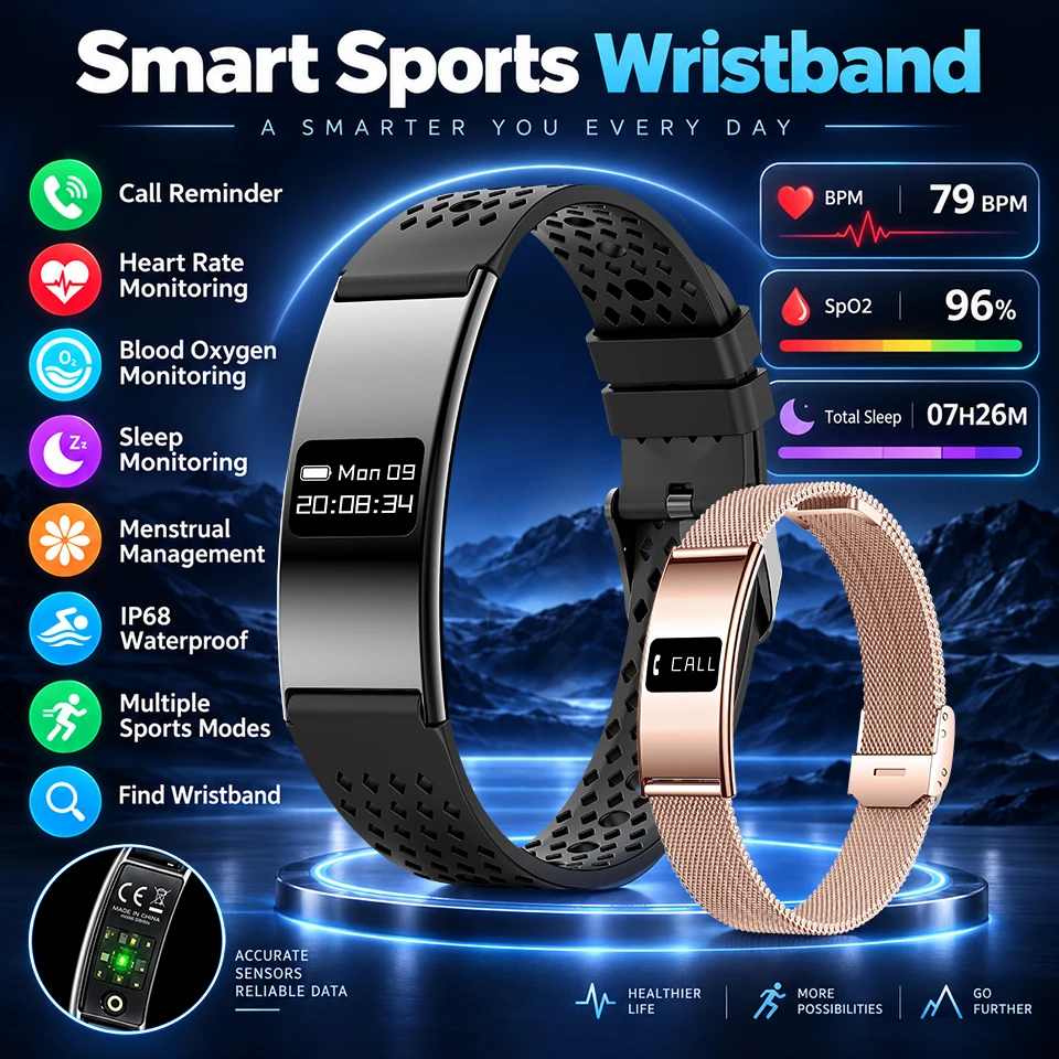 New Smart Bracelet Ultra-thin Heart Rate Blood Oxygen Sleep Monitor IPX8 Waterproof Bluetooth call Smart Watch Sports Women Men