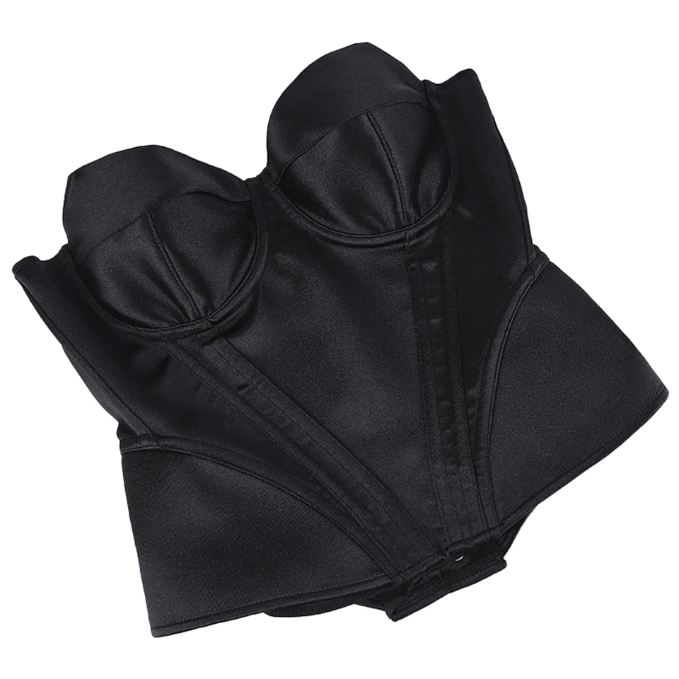 Becirzet Weißes Elegantes Damenkorsett Sexy Schulterfreies Satin-Fischgräten-Top Schlankmachendes Taillenformendes Bustier – Detail 6