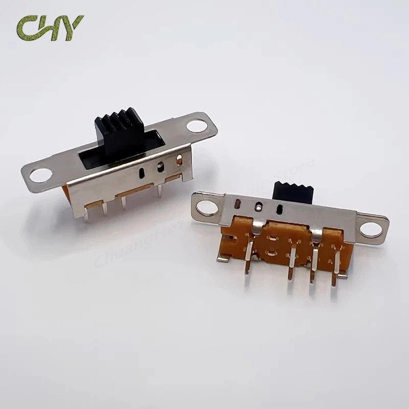 10Pcs/Lot SS23E04 Double Toggle Switch 8 Pins 3 files 2P3T DP3T Handle High 5mm Small Slide Switch Pin Leg Hole Pin