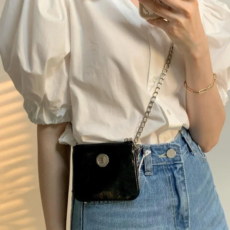 Silver Mini Crossbody Bag for Women Chain Leather Small Decorate Shoulder Bag Lipstick Card Coin Purse Female Shopper Pocket ๋ฏธ๋๋ฐฑ