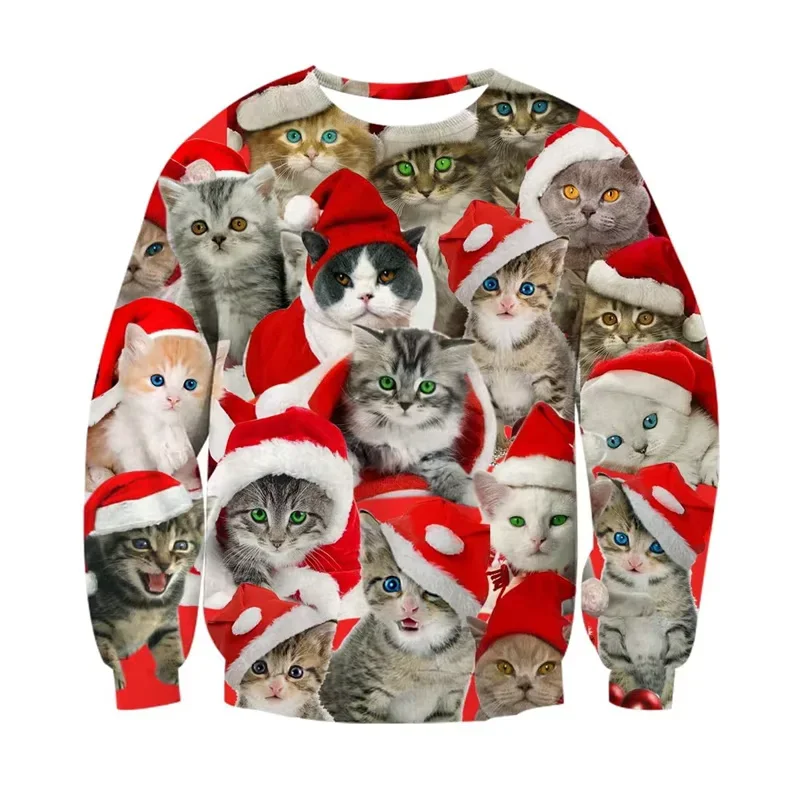 Hot Selling Christmas Themed Round Neck Hoodie, Festive Christmas Tree, 3D Digital Printed Couple Clothing for Men and Women
