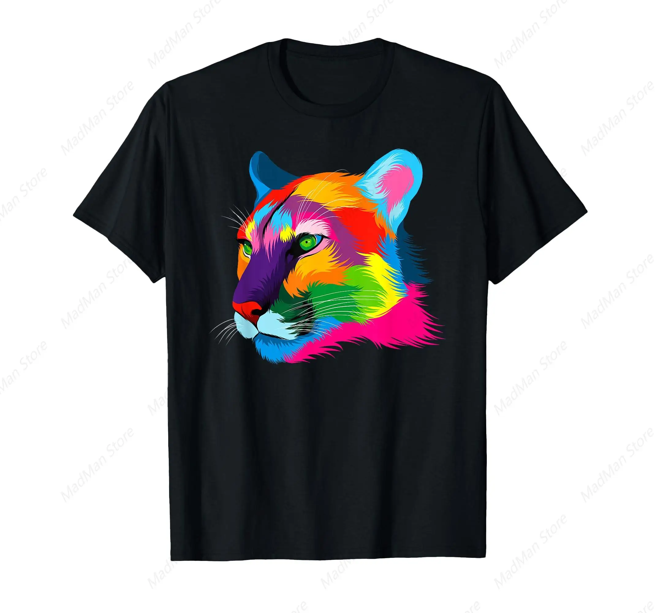 Cougar Head Colorful Art Animals Watercolor Painting T-Shirt