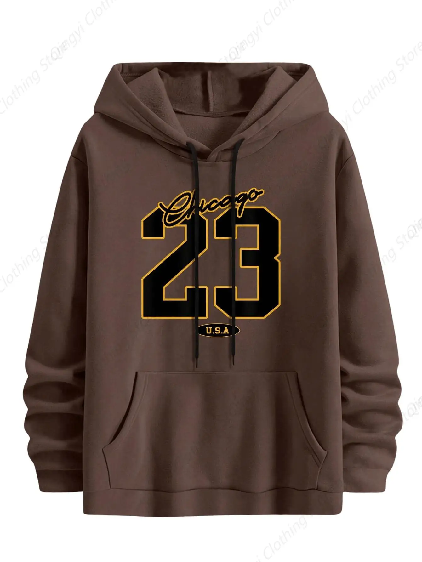 

Men's Hoodie Sweatshirt Graphic Long Sleeve Hooded Shirts Pullover Streetwear Coffee Brown