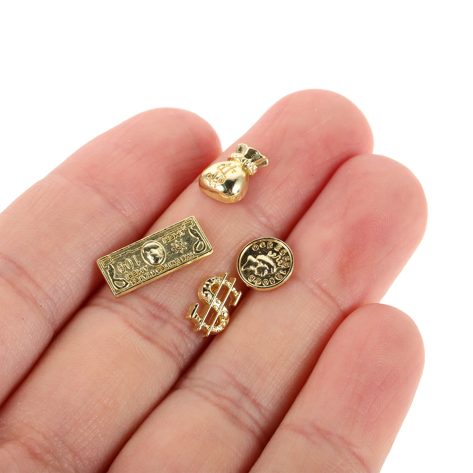 

200Pcs Nail Charms Assorted Money Bag Dollar Coin Gold Metal Nail Art Accessories for DIY Manicure Salon Party Decoration