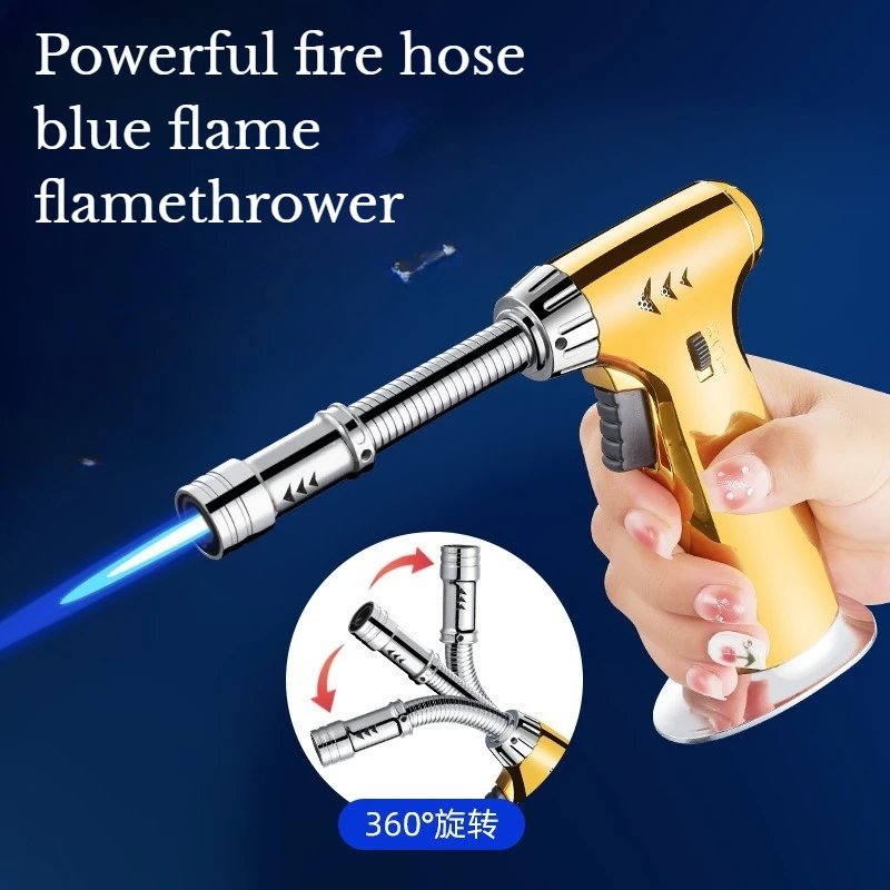 

NEW Powerful Fire Hose Blue Flame Windproof Spray Gun 360-degree Inverted Ignition BBQ Baking Welding Cigarette Accessories
