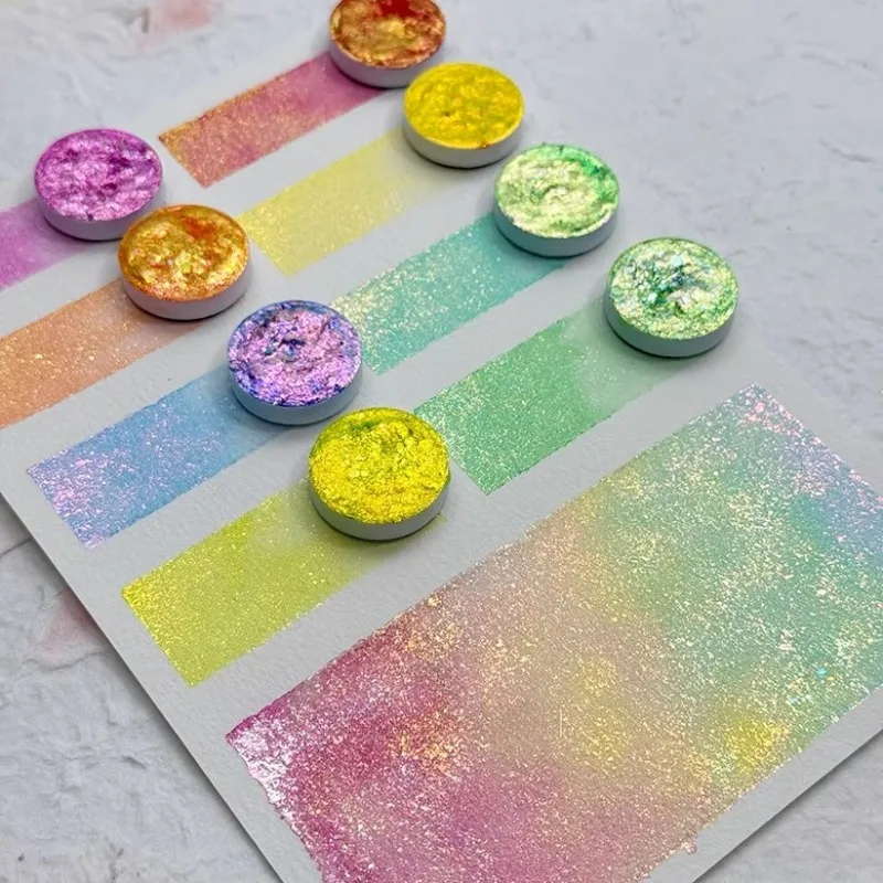 0.6Ml 8-color Set High-end Chameleon Pearlescent Watercolor Pigment Art Painting Creation Art English Calligraphy Decoration