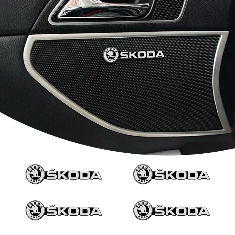 Aluminum 3D Car Decorate Audio Emblem Stickers Stereo Badge Decal For Skoda Octavia A5 A7 RS Fabia Superb Accessories Car-Stylin