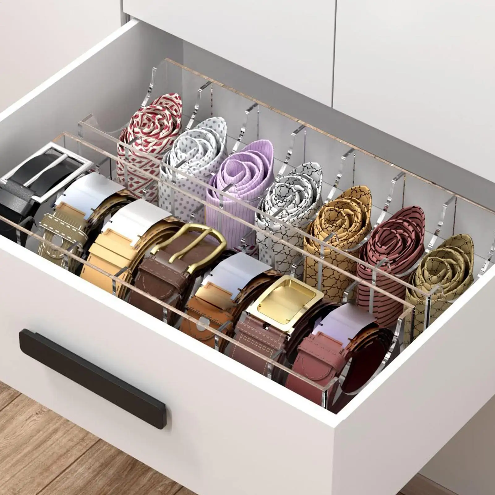 C For Men Acrylic Belt Holder Organizer Clear Display Case Multi-Purpose Tie Rack Clear Container Display Holder