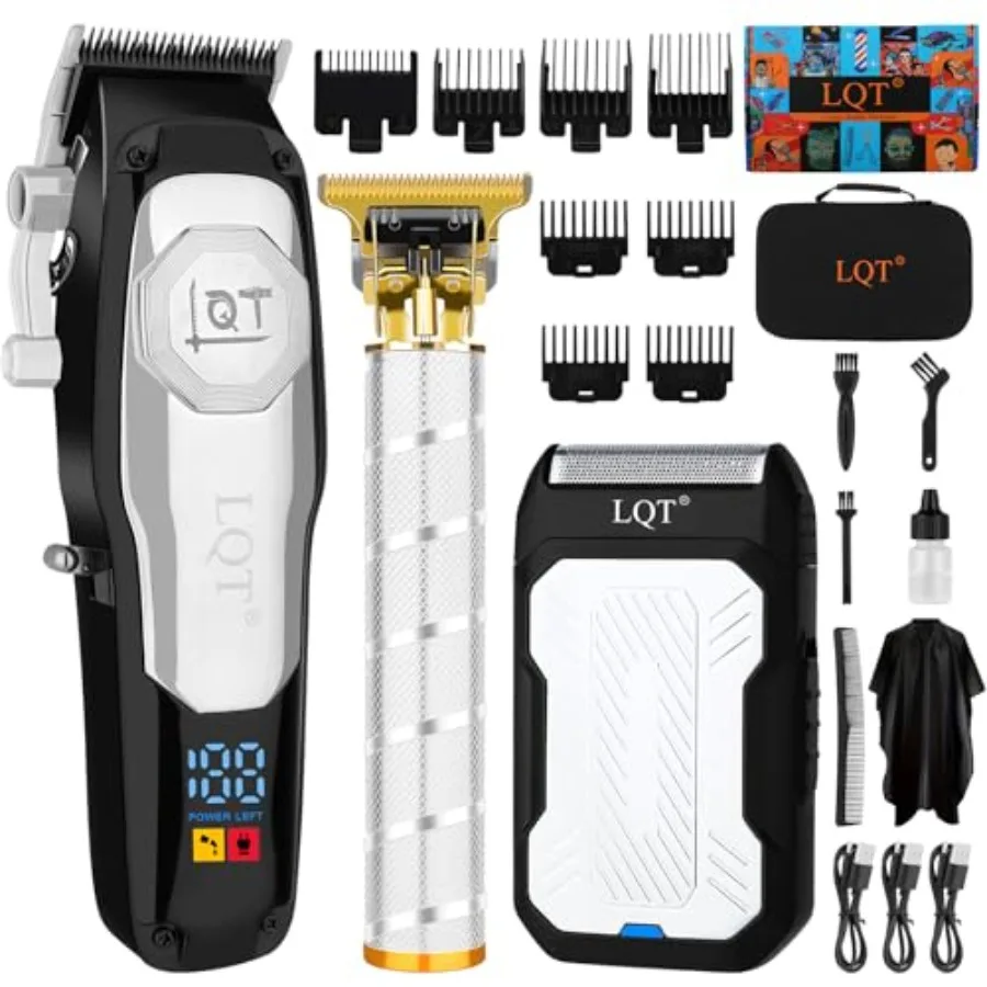 

Professional Cordless Hair Clippers and Beard Trimmer Set for Men LED Display Long Battery Life Adjustable Lever Stainless Stee
