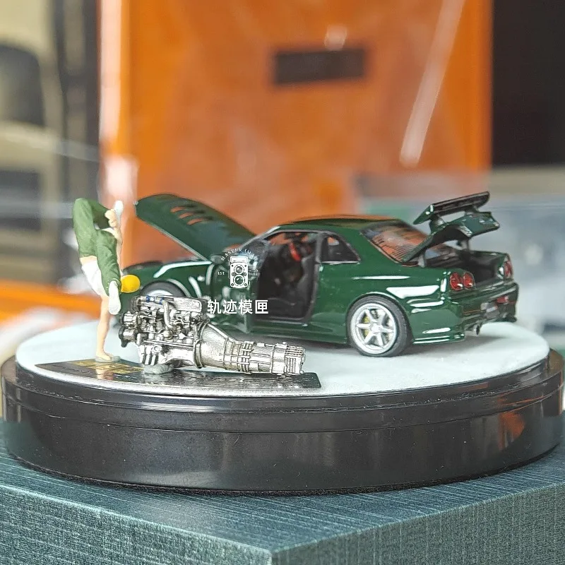 In Stock 1:64 GTR R34 British Green Alloy Car Model Die-Cast Static Car Model Creative Decoration Item Holiday Gift