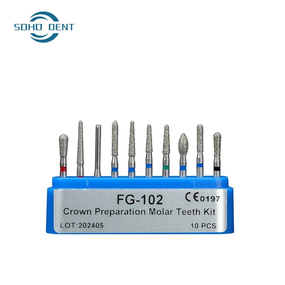 10 صناديق الأسنان الماس Fg الأزيز التدريبات 1.6 مللي متر ل طبيب الأسنان قبضة يد بسرعة عالية تلميع أدوات تبييض الأسنان عدة معدات طبيب الأسنان