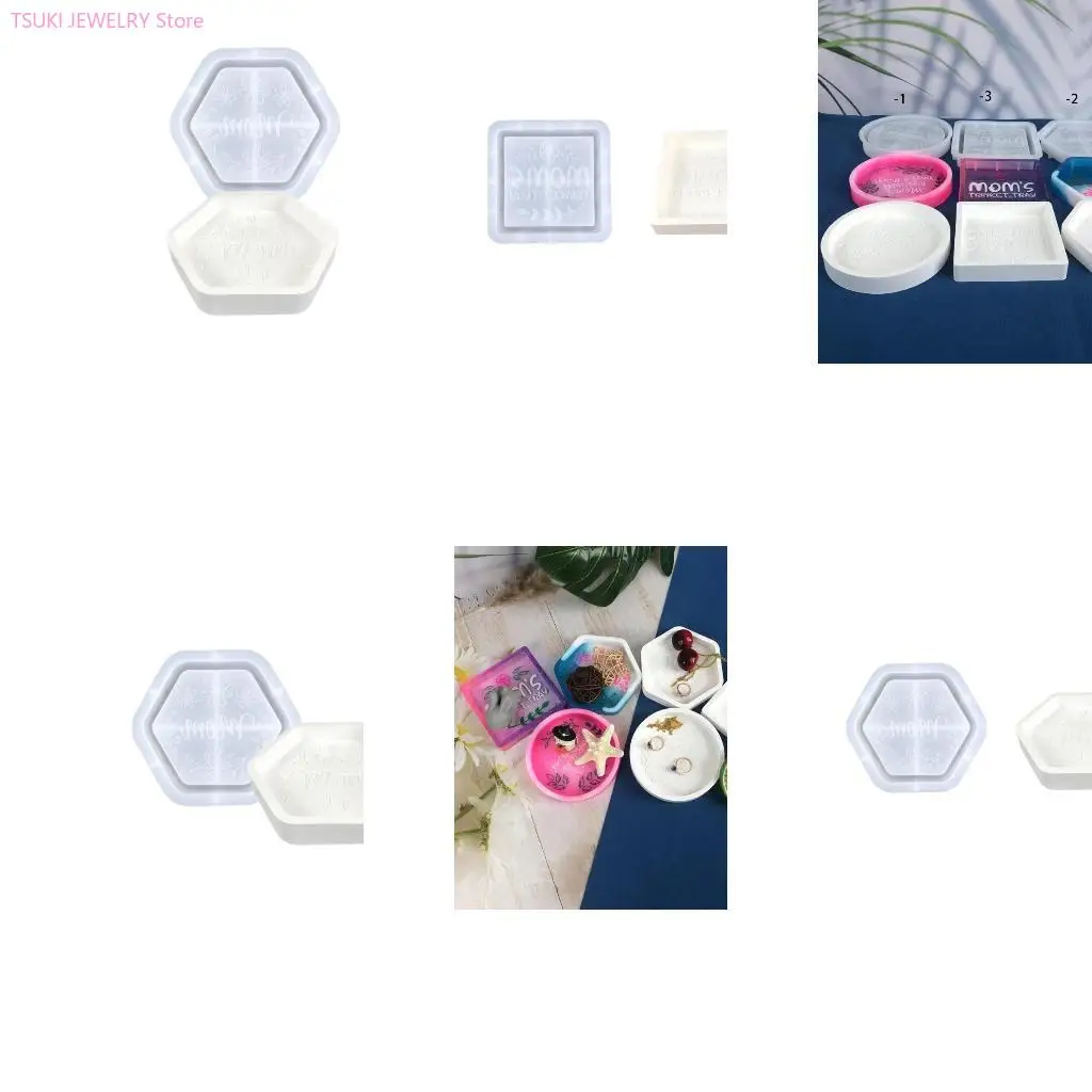 

62KE мама силиконовая плесень DIY Crystal круглый/шестигранный/квадратный лоток для хранения плесени эпоксидная смола