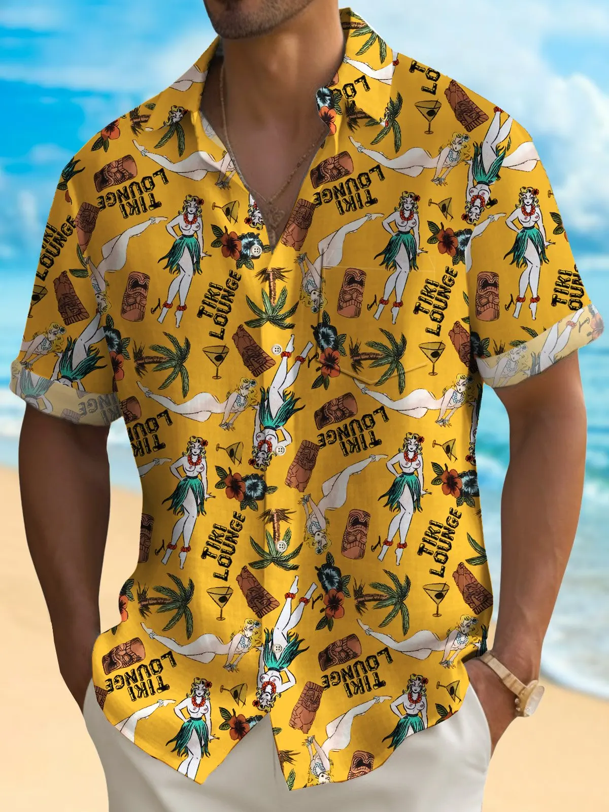 Summer Beach Men's Hawaiian Shirt  Animal Sea Life Hawaiian Shirt Street Casual Summer Turndown Short Sleeves Polyester Shirt