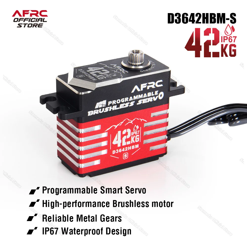 AFRC-D3642HBM-S 42KG High Torque IP67 Programmable Brushless Smart Servo For TRXXXS 1/5, 1/8, 1/10 RC Car Boat Robot etc.Upgrad