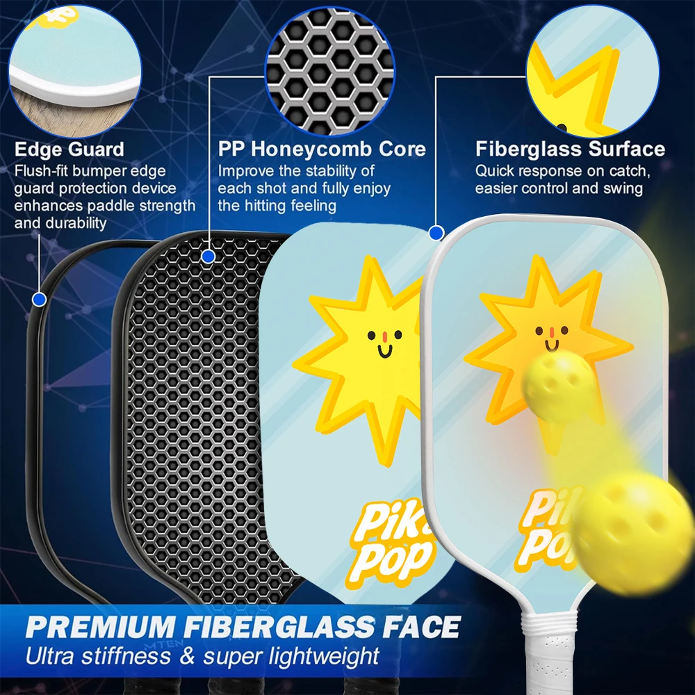 

USAPA Approved Pickleball Set with Carry Bag 2 Fiberglass Paddles for Enhanced Power & Spin, 4 Balls Ultimate Starter Kit for