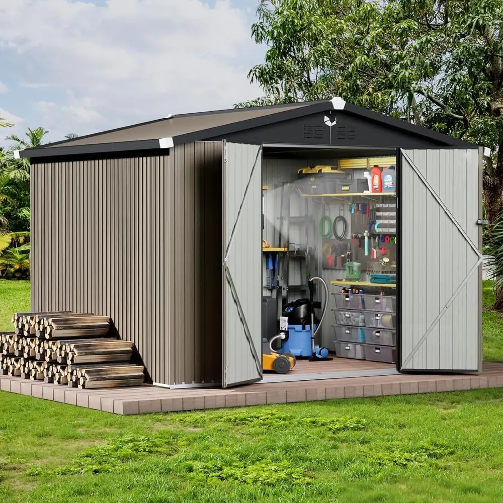 

10x8 ft. Durable Metal Storage Shed with Waterproof Design and Secure Lockable Door