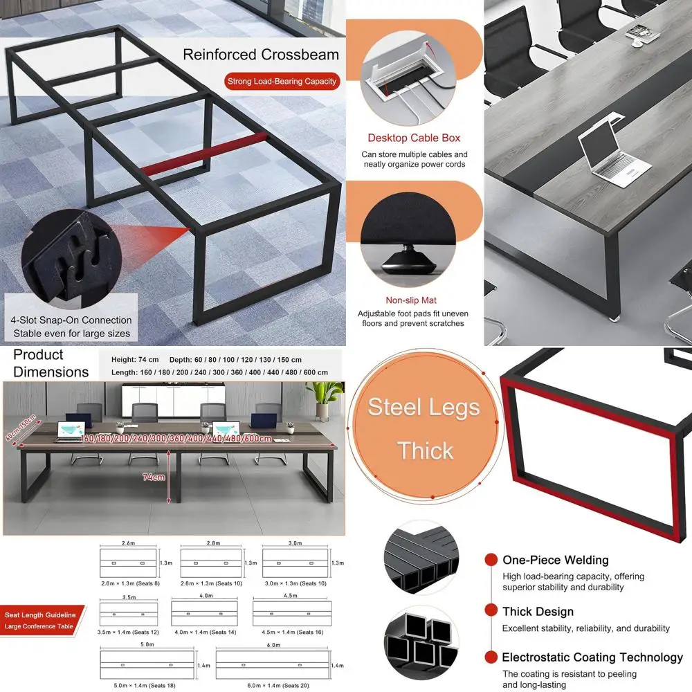 

Прочный деревянный большой круглый конференц-стол на 6-10 человек, идеально подходит для бизнес-семинаров и совещаний