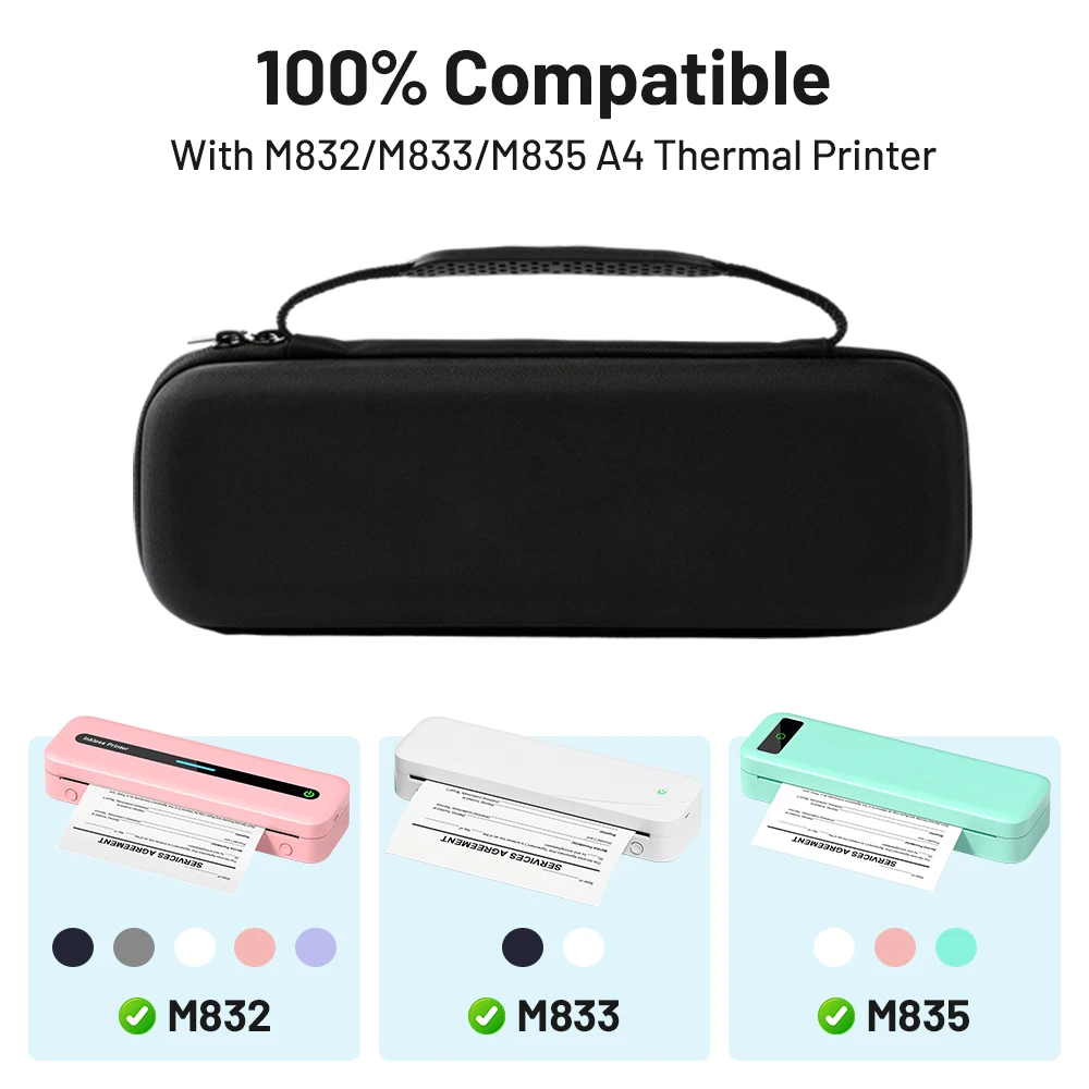 Storage Case for Phomemo M832 M834 M835 Portable Printer Handheld Storage Bag for Wireless Mobile Printer for Travel Storag