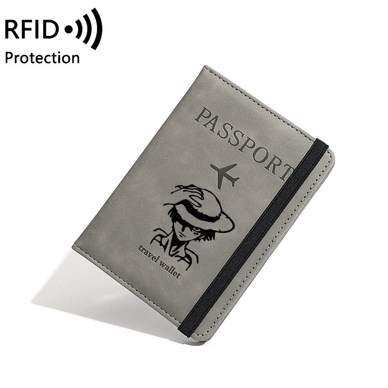 

One Piece RFID Passport Holder Women Men Travel Wallet Document Organizer Anime Luffy Waterproof Document Holder Passport Gift