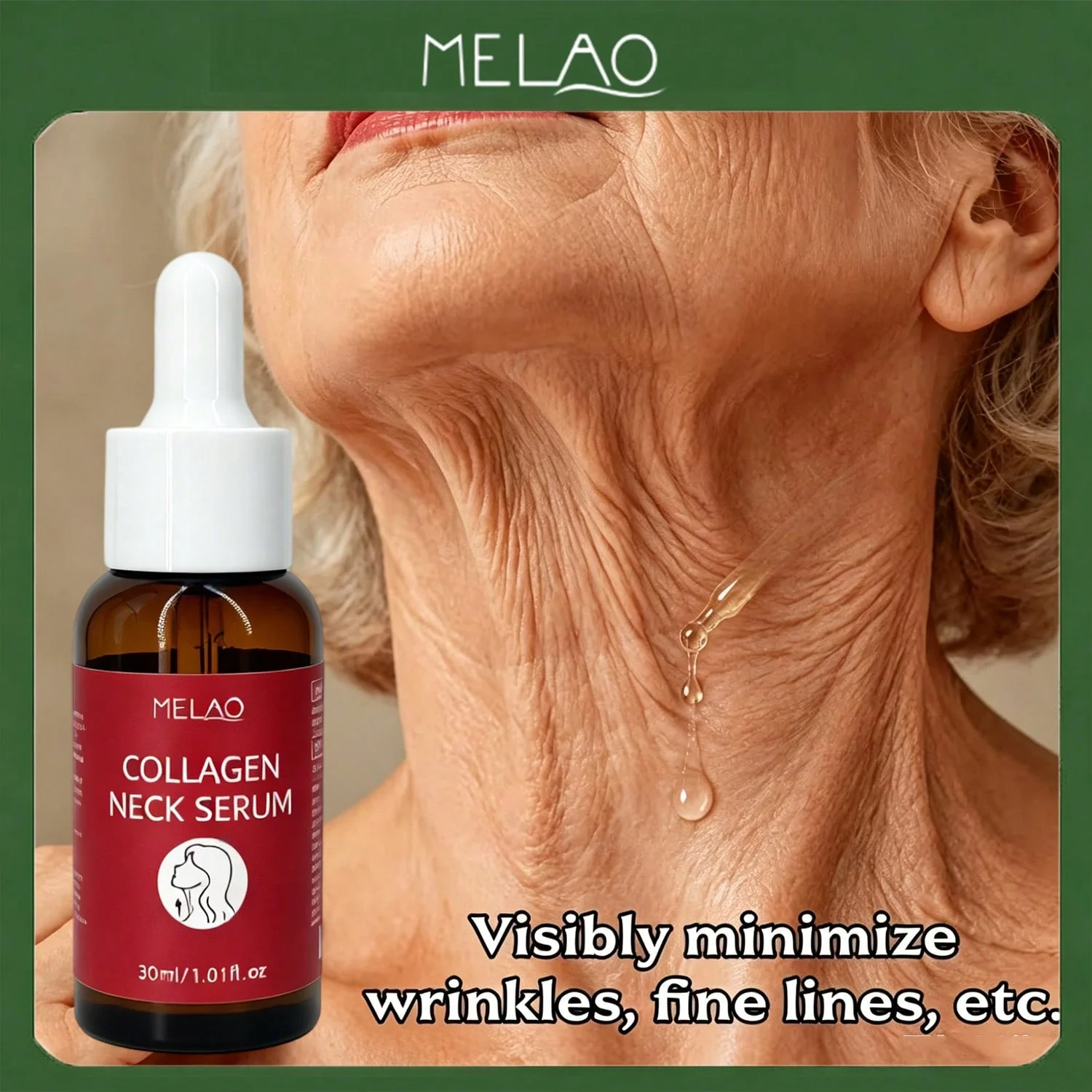 MELAO Collagen Neck Serum, Hydrating & Firming Neck Essence, Skin Care Serum for Tightening, Smoothing Fine Lines & Moisturizing