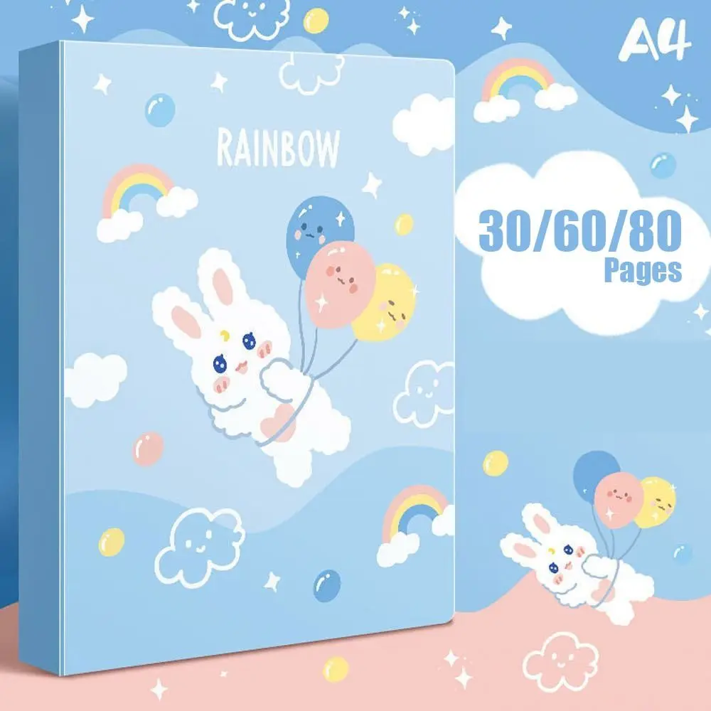 Reusable Plastic Archives Bag Transparent Bag A4 File Folder Cartoon 30/60/80 Pages File Storage Bag