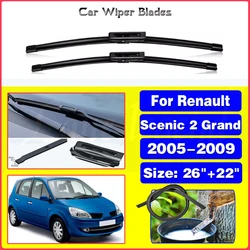 Car Wiper For Renault Scenic 2 Grand Scenic II 2 2005-2009 Front Wiper Blades Soft Rubber Windscreen Wipers Auto Windshield