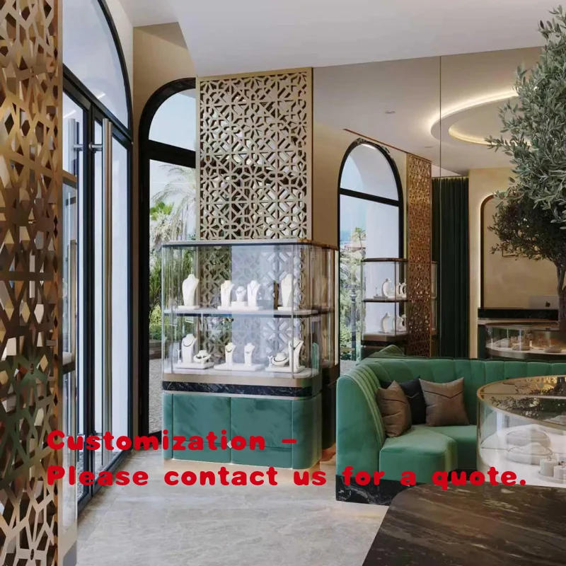 custom.Custom LED Glass Jewelry Display Counter Boutique Retail Stores with Luxury Modern Design