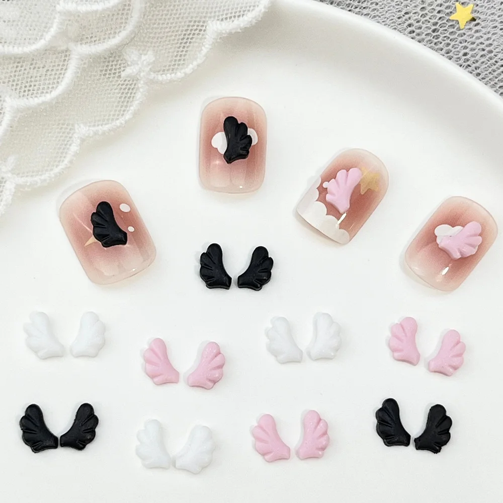 100 Stück Gemischte Flügel-Nagelcharms, Niedliche Bunte Engelsflügel, Nagelkunst-Strass, Mini Rosa-Weiße 3D-Harz-Dekorationen für Maniküre – Detail 5