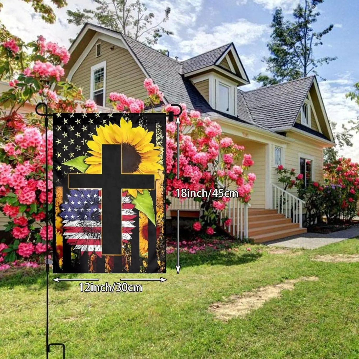 God Bless America Flag Brass Grommets Vivid Color 12x18in Garden Decoration Outdoor Decoration Holiday Decoration Farm Decor SSL